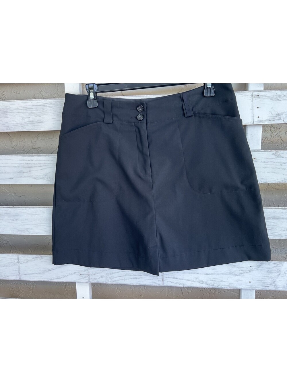 Nike Dri Fit Skort Womens M Wide Wasteband Pockets Black Tennis Golf Reg Fit